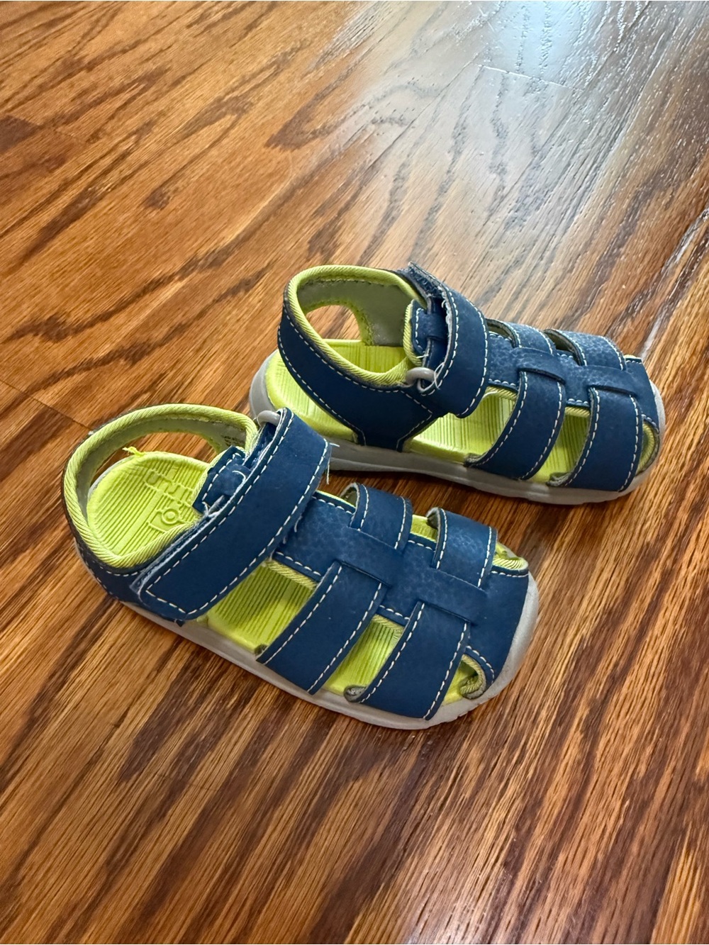 See Kai Run Navy and Lime Green Closed-Toe Toddler Sandals